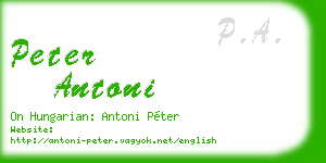 peter antoni business card